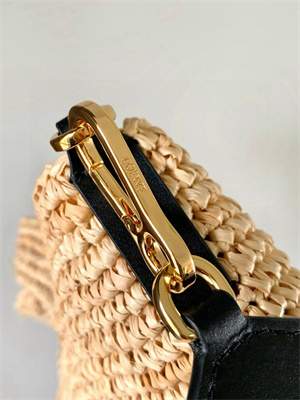 Loewe Slit Mini Tote Bag In Raffia &Calfskin Nature&Black