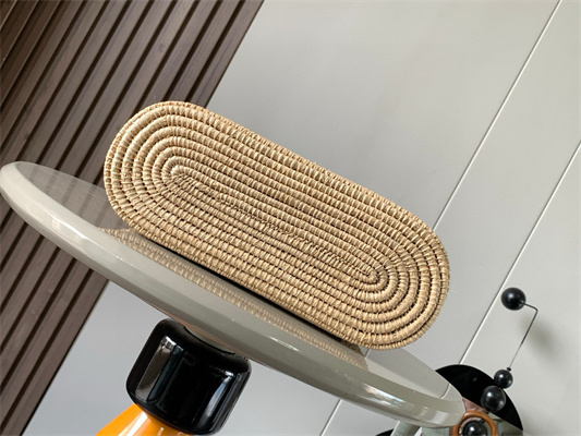 Loewe Small Square basket in Raffia&Calfskin Nature/Tan