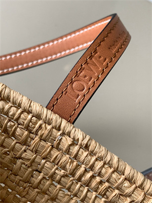 Loewe Small Square basket in Raffia&Calfskin Nature/Tan