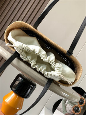 Loewe Small Square basket in Raffia&Calfskin Nature/Black