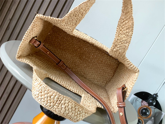 Loewe Mini LOEWE Font tote in raffia Nature