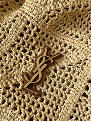 Y.S.L Jamie Shopping Bag In Raffia Nature