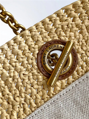 Y.S.L Jamie Shopping Bag In Raffia Nature