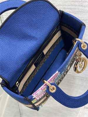 CD Medium Lady D-Lite Bag  Embroidery Blue