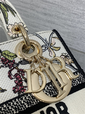 CD Medium Lady D-Lite Bag  Embroidery White