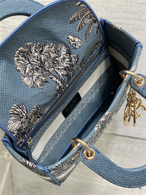 CD Medium Lady D-Lite Bag  Embroidery Blue