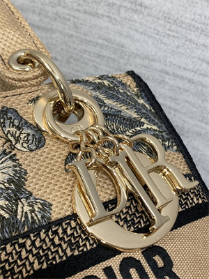 CD Medium Lady D-Lite Bag  Embroidery Beige