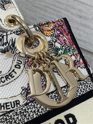 CD Medium Lady D-Lite Bag  Embroidery White