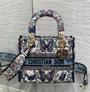 CD Medium Lady D-Lite Bag Embroidery White Multicolors