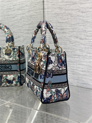 CD Medium Lady D-Lite Bag  Embroidery White Multicolors