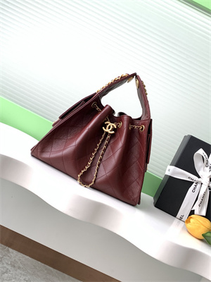 Chanel 25 Small Handbag Grained Calfskin Gold Tone Metal Burgundy AS5293