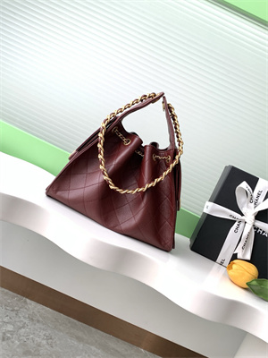 Chanel 25 Small Handbag Grained Calfskin Gold Tone Metal Burgundy AS5293