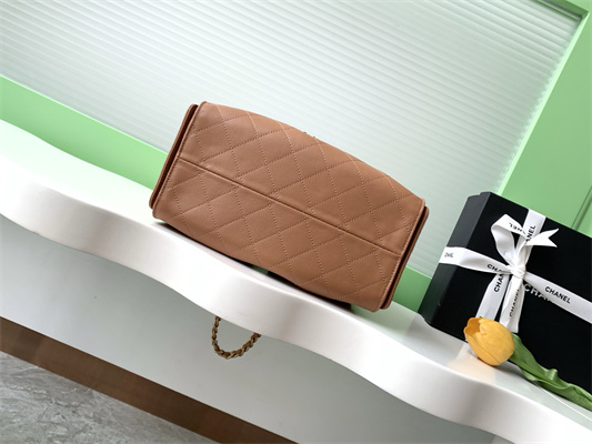 Chanel 25 Small Handbag Grained Calfskin Gold Tone Metal Brown AS5293