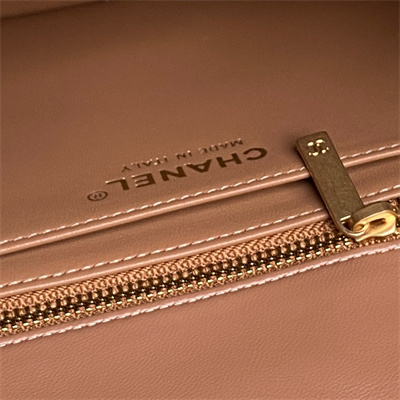 Chanel Small Flap Bag Lambskin Gold Tone Metal Brown AS5756