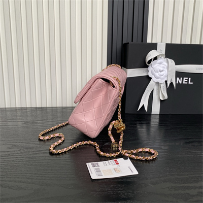 Chanel Small Flap Bag Lambskin Gold Tone Metal Pink AS5756