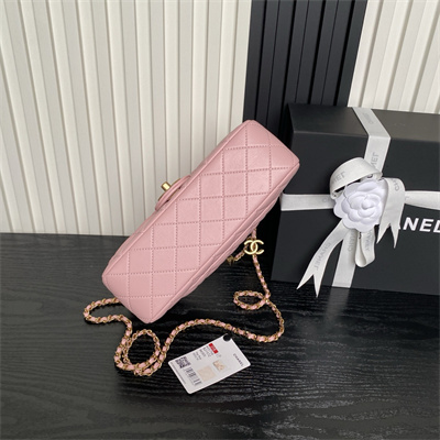 Chanel Small Flap Bag Lambskin Gold Tone Metal Pink AS5756