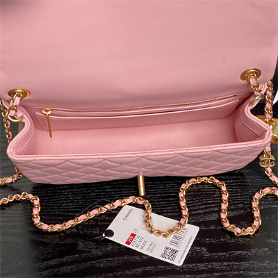 Chanel Small Flap Bag Lambskin Gold Tone Metal Pink AS5756