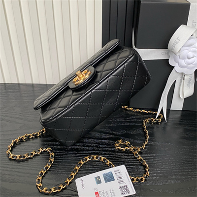 Chanel Mini Flap Bag Lambskin Gold Tone Metal Black AS5759