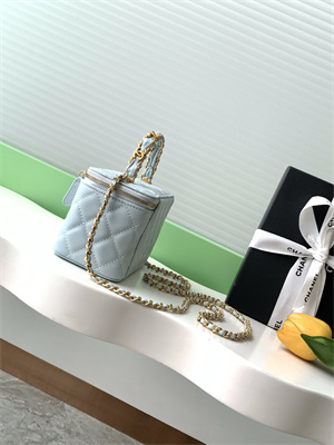 Chanel Vanity with chain Grained Calfskin& Gold-Tone Metal Lt Blue AP4799