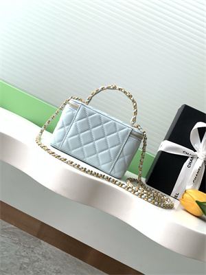 Chanel Vanity with chain Grained Calfskin& Gold-Tone Metal Lt Blue AP4799