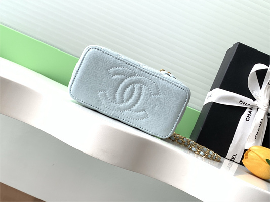 Chanel Vanity with chain Grained Calfskin& Gold-Tone Metal Lt Blue AP4799