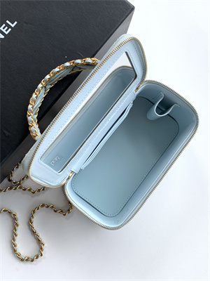 Chanel Vanity with chain Grained Calfskin& Gold-Tone Metal Lt Blue AP4799