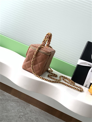 Chanel Vanity with chain Grained Calfskin& Gold-Tone Metal Brown AP4799