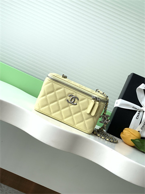 Chanel Vanity Case Grained Calfskin& Silver-Tone Metal Yellow AP3940