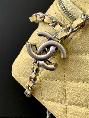 Chanel Vanity Case Grained Calfskin& Silver-Tone Metal Yellow AP3940