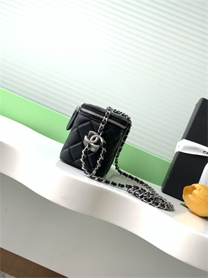 Chanel Vanity Case Lambskin & Silver-Tone Metal Black AP3940