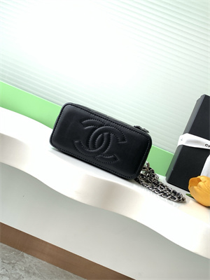 Chanel Vanity Case Lambskin & Silver-Tone Metal Black AP3940