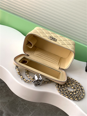 Chanel Vanity Case Lambskin & Silver-Tone Metal Yellow AP3940