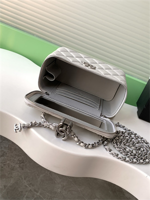 Chanel Vanity Case Lambskin & Silver-Tone Metal Grey AP3940