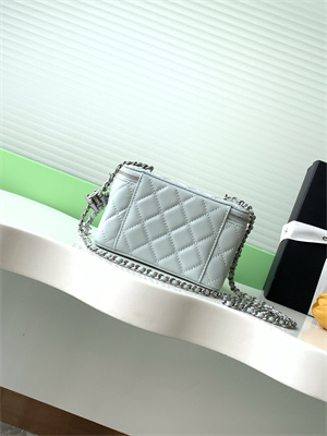 Chanel Vanity Case Lambskin & Silver-Tone Metal Lt Blue AP3940