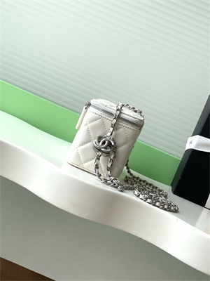 Chanel Vanity Case Lambskin & Silver-Tone Metal White AP3940