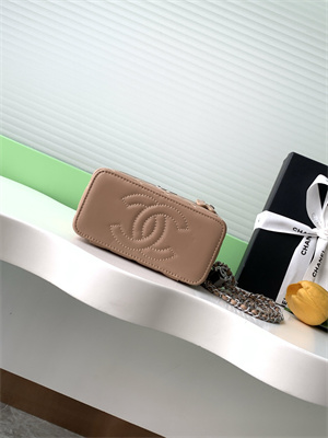 Chanel Vanity Case Lambskin & Silver-Tone Metal Brown AP3940