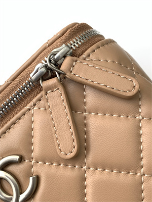 Chanel Vanity Case Lambskin & Silver-Tone Metal Brown AP3940