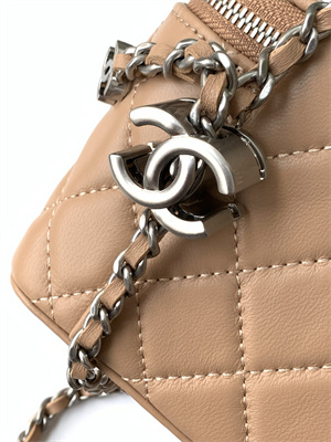 Chanel Vanity Case Lambskin & Silver-Tone Metal Brown AP3940