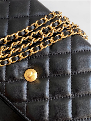 Cha.nel Mini Shopping Bag Kelly Bag Lambskin Gold-Tone Metal Black AS4416