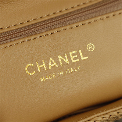 Cha.nel Mini Shopping Bag Kelly Bag Raffia Gold-Tone Metal Nature AS4416