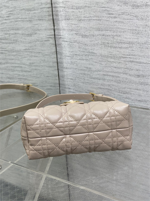 CD Jolie Top Handle Mini Bag Cannage Lambskin Powder Beige