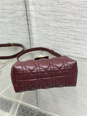 CD Jolie Top Handle Mini Bag Cannage Lambskin Burgundy