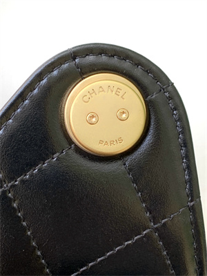 Chanel 25 Small Handbag Shinny Smooth Calfskin Gold/Silver Tone Metal Black AS5293