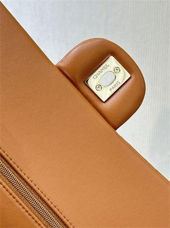 Chanel Medium Classic Flap Bag Lambskin Gold Tone Metal Caramel Color 01112 TOP