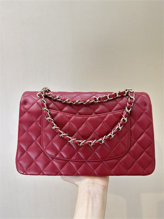 Chanel Medium Classic Flap Bag Lambskin Gold Tone Metal Red Color 01112 TOP