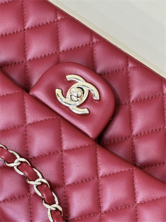 Chanel Medium Classic Flap Bag Lambskin Gold Tone Metal Red Color 01112 TOP