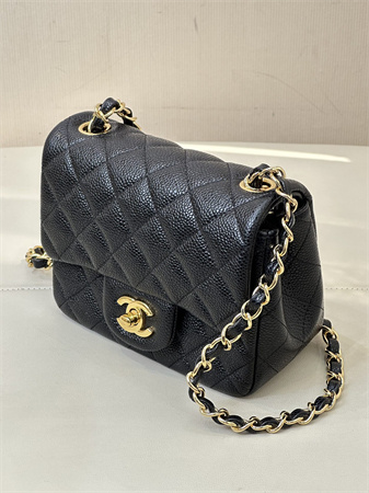 Chanel Super Mini Classic Flap Bag Grained Calfskin Gold Tone Metal Black 01115 TOP