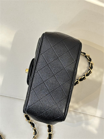Chanel Super Mini Classic Flap Bag Grained Calfskin Gold Tone Metal Black 01115 TOP
