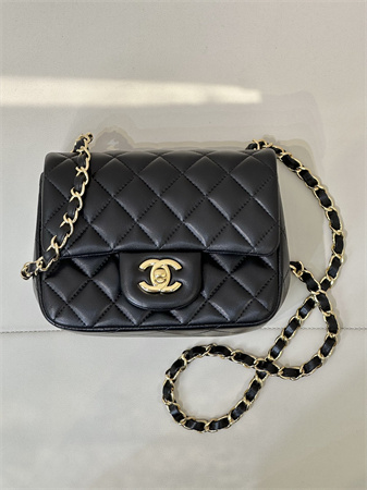 Chanel Super Mini Classic Flap Bag Lambskin Gold Tone Metal Black 01115 TOP