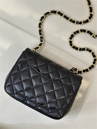 Chanel Super Mini Classic Flap Bag Lambskin Gold Tone Metal Black 01115 TOP